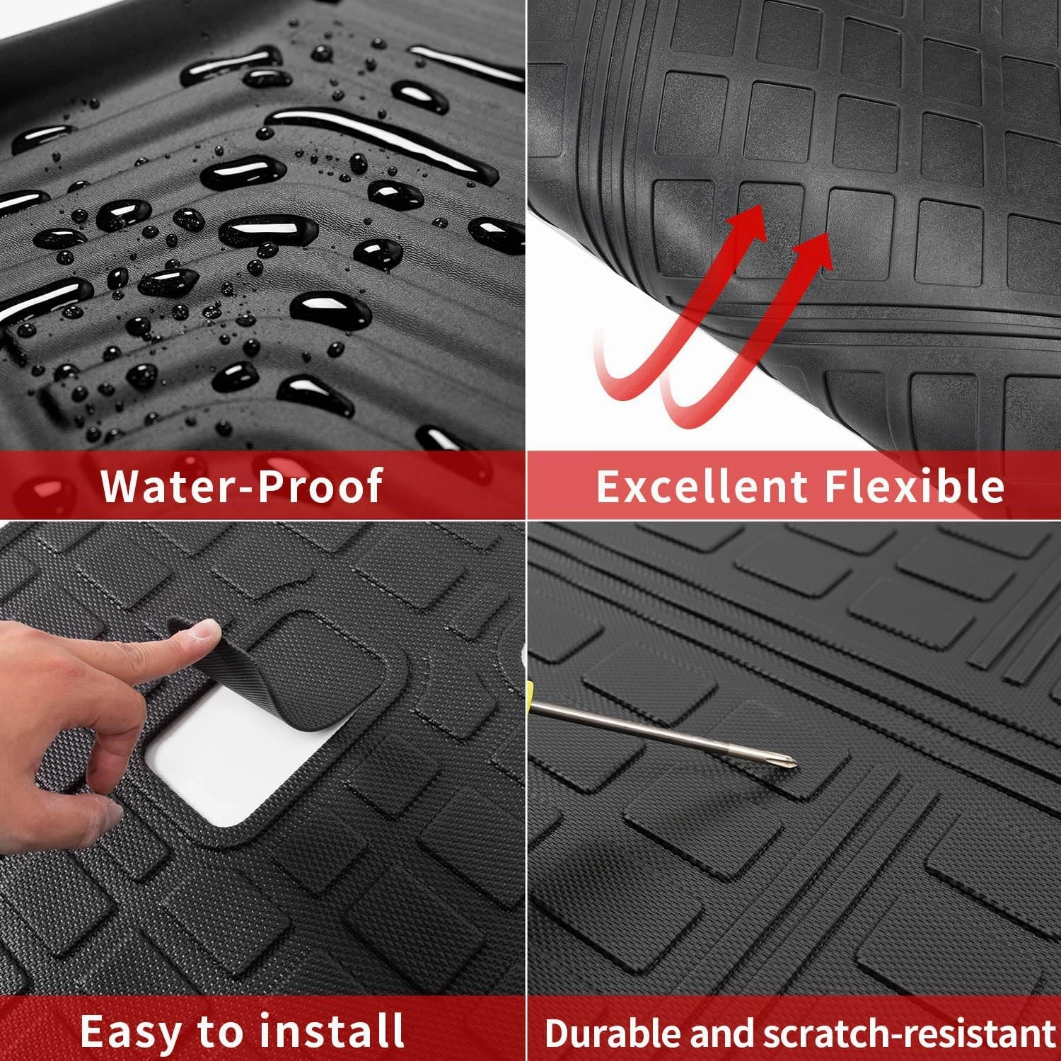 Xipoo 8 Seats Floor Mat Compatible with 2016-2022 Honda Pilot Cargo Mat TPE Trunk Cargo Liner Floor Liner Replacement for 2016-2022 Honda Pilot Accessories