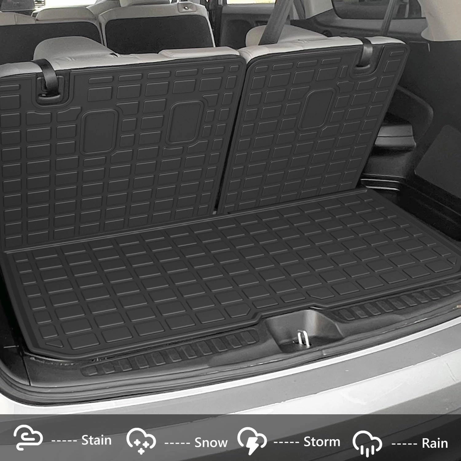 Xipoo 8 Seats Floor Mat Compatible with 2016-2022 Honda Pilot Cargo Mat TPE Trunk Cargo Liner Floor Liner Replacement for 2016-2022 Honda Pilot Accessories