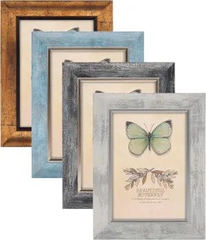 XUANLUO 5x7 Picture Frames Set of 4 Rustic Retro Photo Frame with HD plastic cover for all Mount and Tabletop Display Family Friends Wedding Gift