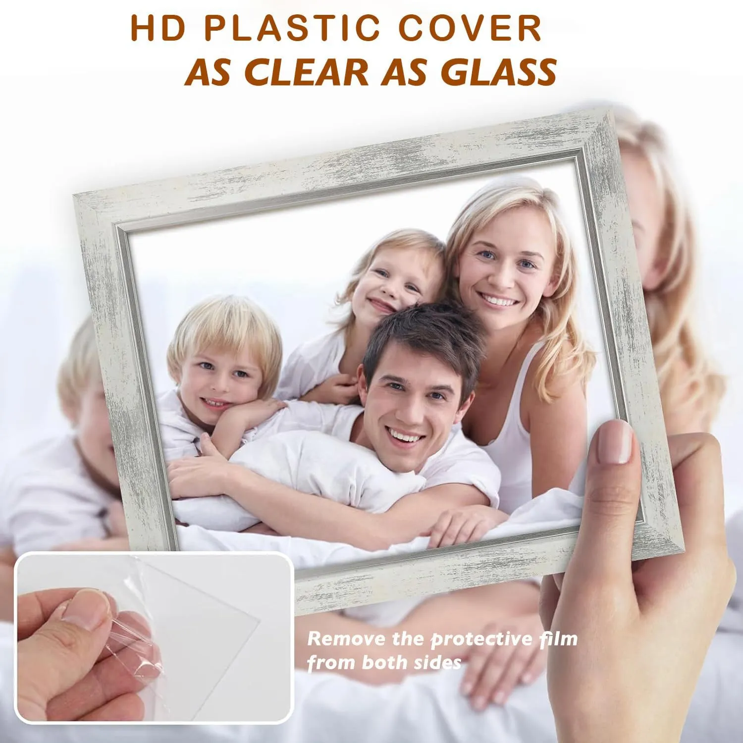 XUANLUO 5x7 Picture Frames Set of 4 Rustic Retro Photo Frame with HD plastic cover for all Mount and Tabletop Display Family Friends Wedding Gift