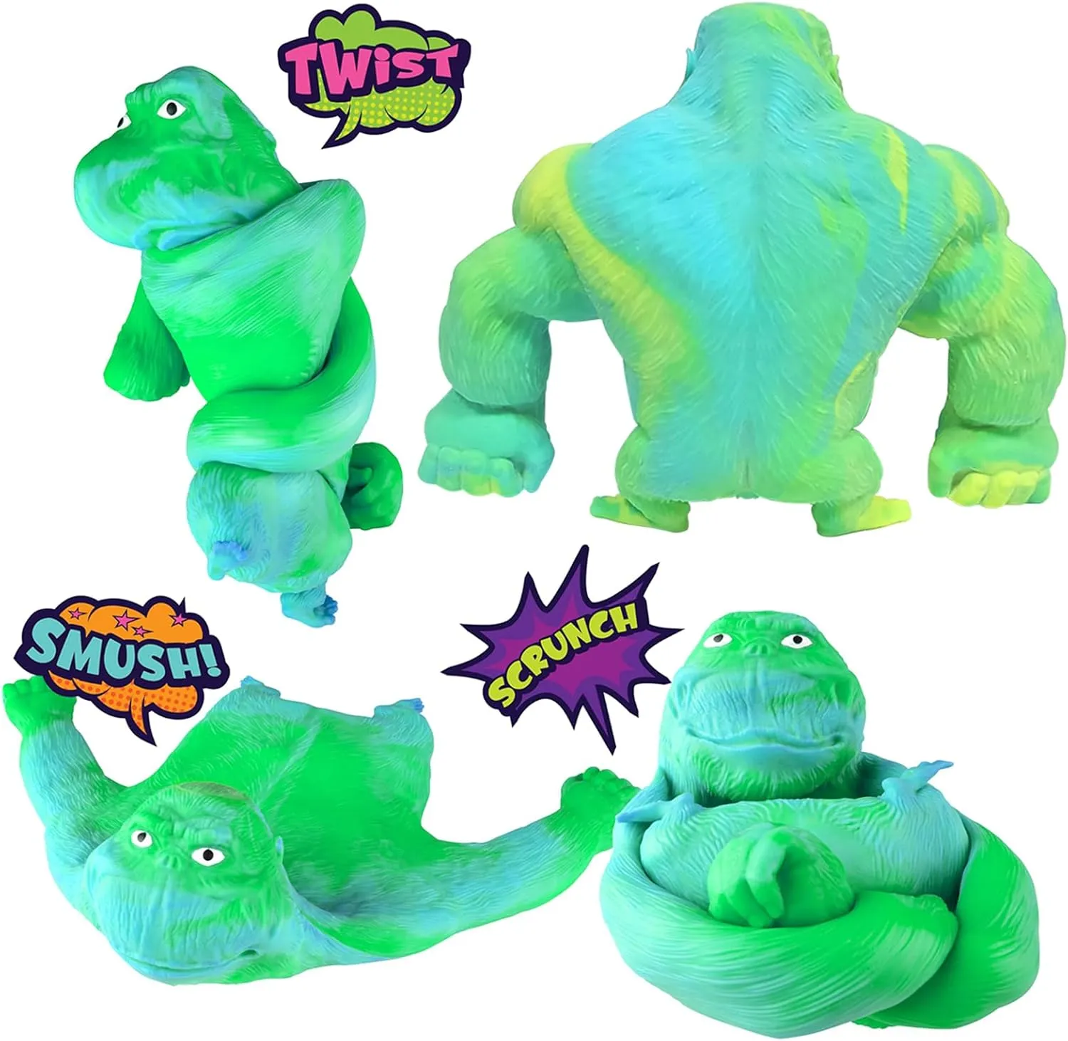 YHan Super Stretchy Gorilla Fidget Toy (Blue-Green) Stretchy Monkey - Funny, Squishy & Perfect to Squeeze for Stress Relief - Ideal Gift for Kids