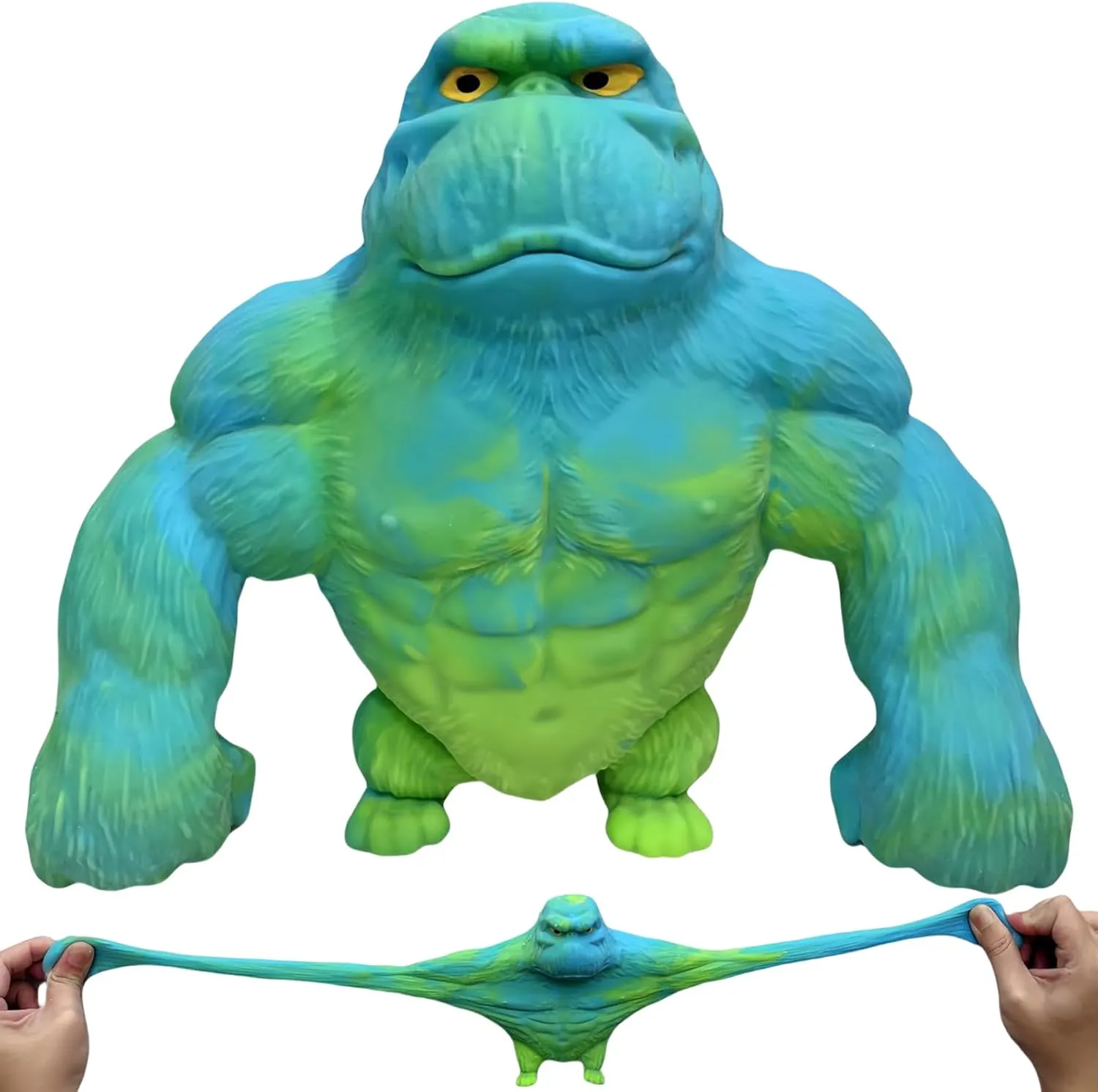 YHan Super Stretchy Gorilla Fidget Toy (Blue-Green) Stretchy Monkey - Funny, Squishy & Perfect to Squeeze for Stress Relief - Ideal Gift for Kids