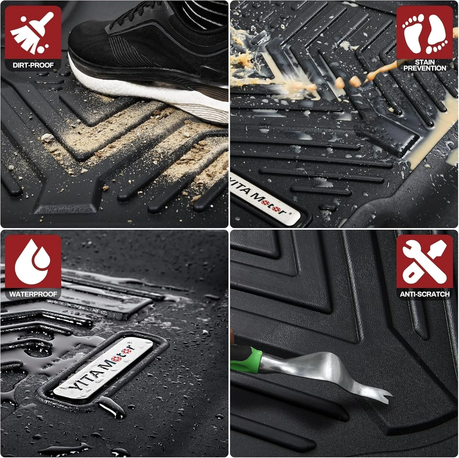 YITAMOTOR Floor Mats Compatible with Honda 2017-2022 CR-V, 1st & 2nd Row All Weather Protection, Black
