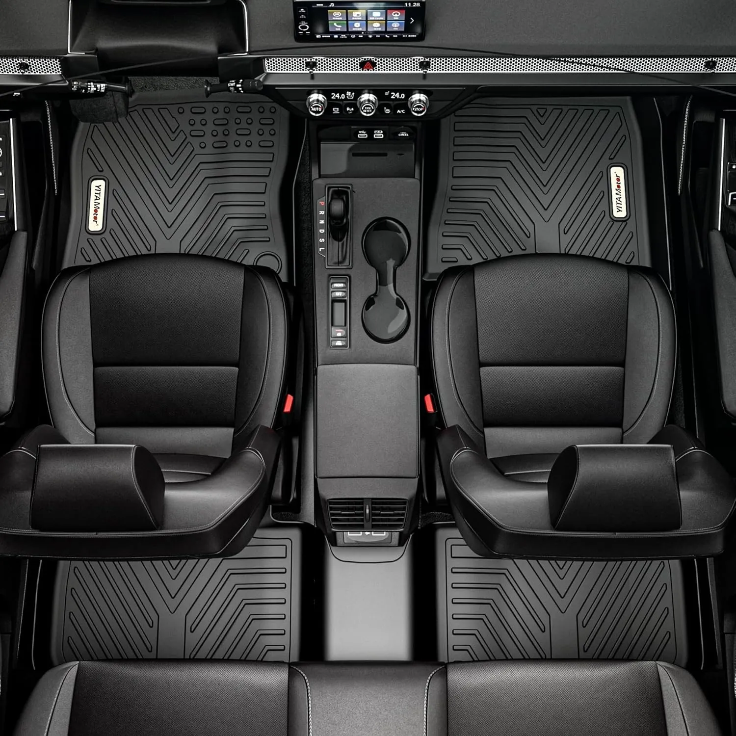 YITAMOTOR Floor Mats Compatible with Honda 2017-2022 CR-V, 1st & 2nd Row All Weather Protection, Black