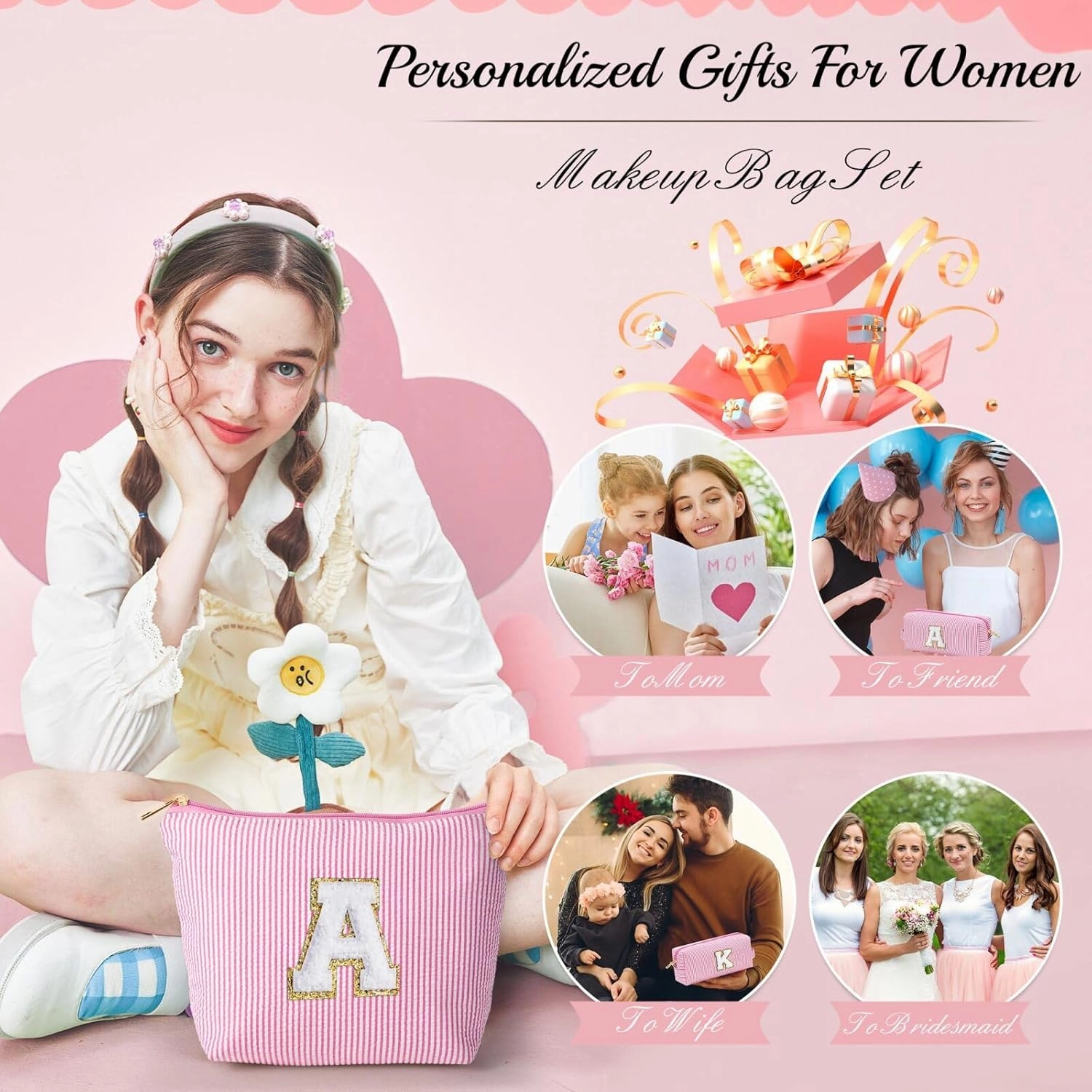 YOOLIFE Teen Girl Gifts Trendy Stuff for Girls | Makeup Bag Christmas Gifts for Girls Cosmetic Bag Touchland Case Stuff for Teen Girls Skincare for Girls 8 9 10 11 12 13 14 15 16 Year Old Girl Gifts S