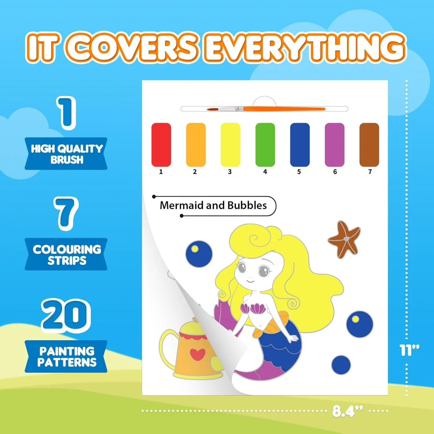 YPLUS Paint with Water Books for Toddlers, Art Craft Toys Watercolor Painting Paper for Kids Gift for Drawing with Brush - 5 Themes