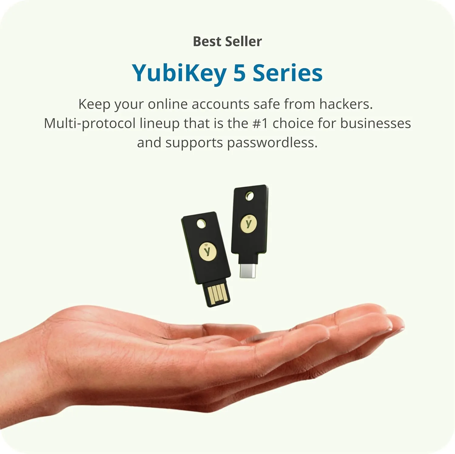 Yubico - YubiKey 5 NFC - Two-Factor authentication (2FA) Security Key, Connect via USB-A or NFC, FIDO Certified - Protect Your Online Accounts
