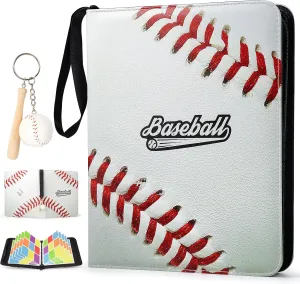 ZAIONE 9-Pocket Baseball Card Binder: Large 900 Pockets Collectible Trading Cards Album for Baseball Fans - Zippered PU Sports Card Holder Binder for 2025 Design Gift