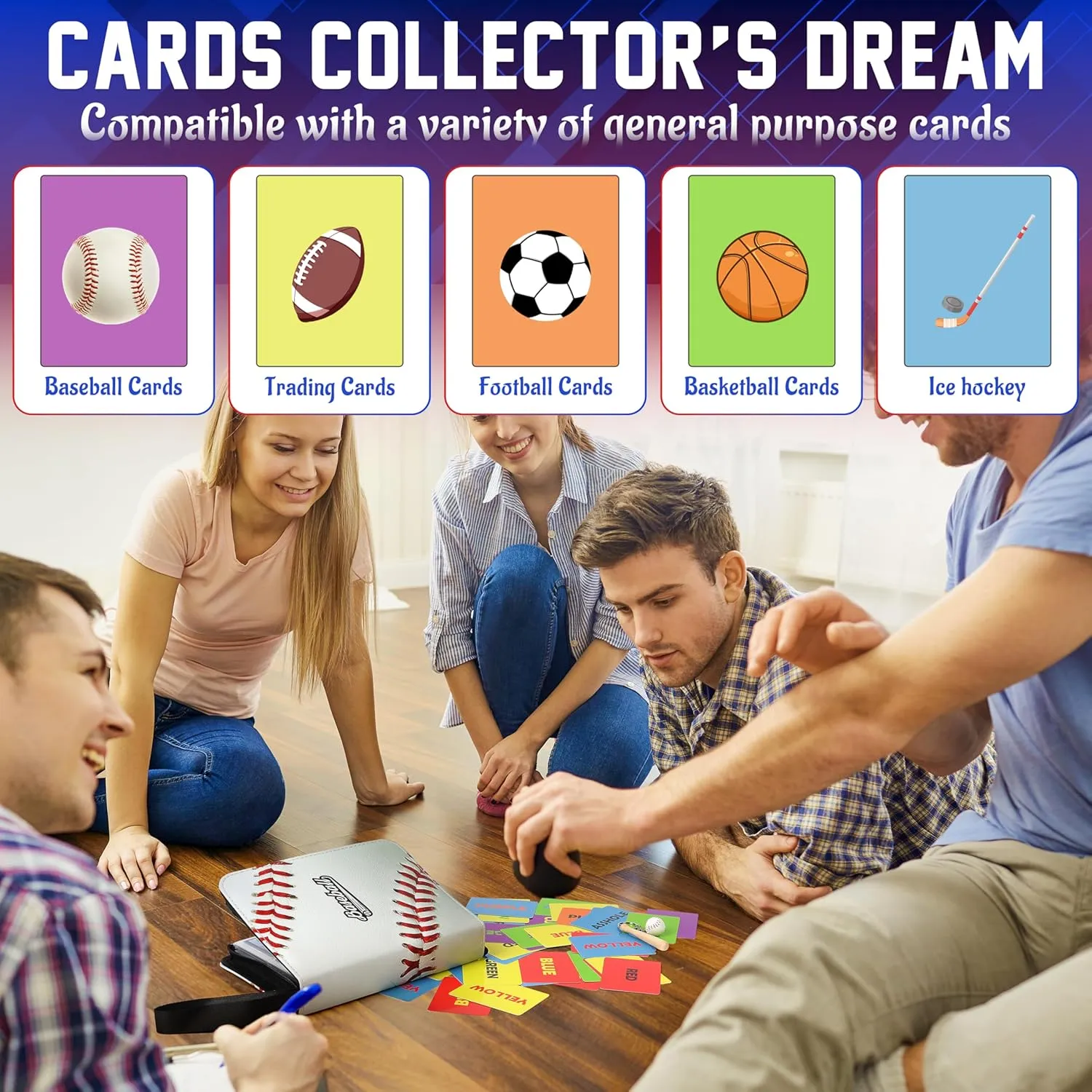ZAIONE 9-Pocket Baseball Card Binder: Large 900 Pockets Collectible Trading Cards Album for Baseball Fans - Zippered PU Sports Card Holder Binder for 2025 Design Gift