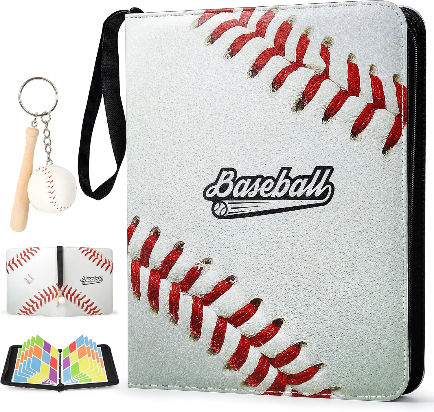 ZAIONE 9-Pocket Baseball Card Binder: Large 900 Pockets Collectible Trading Cards Album for Baseball Fans - Zippered PU Sports Card Holder Binder for 2025 Design Gift