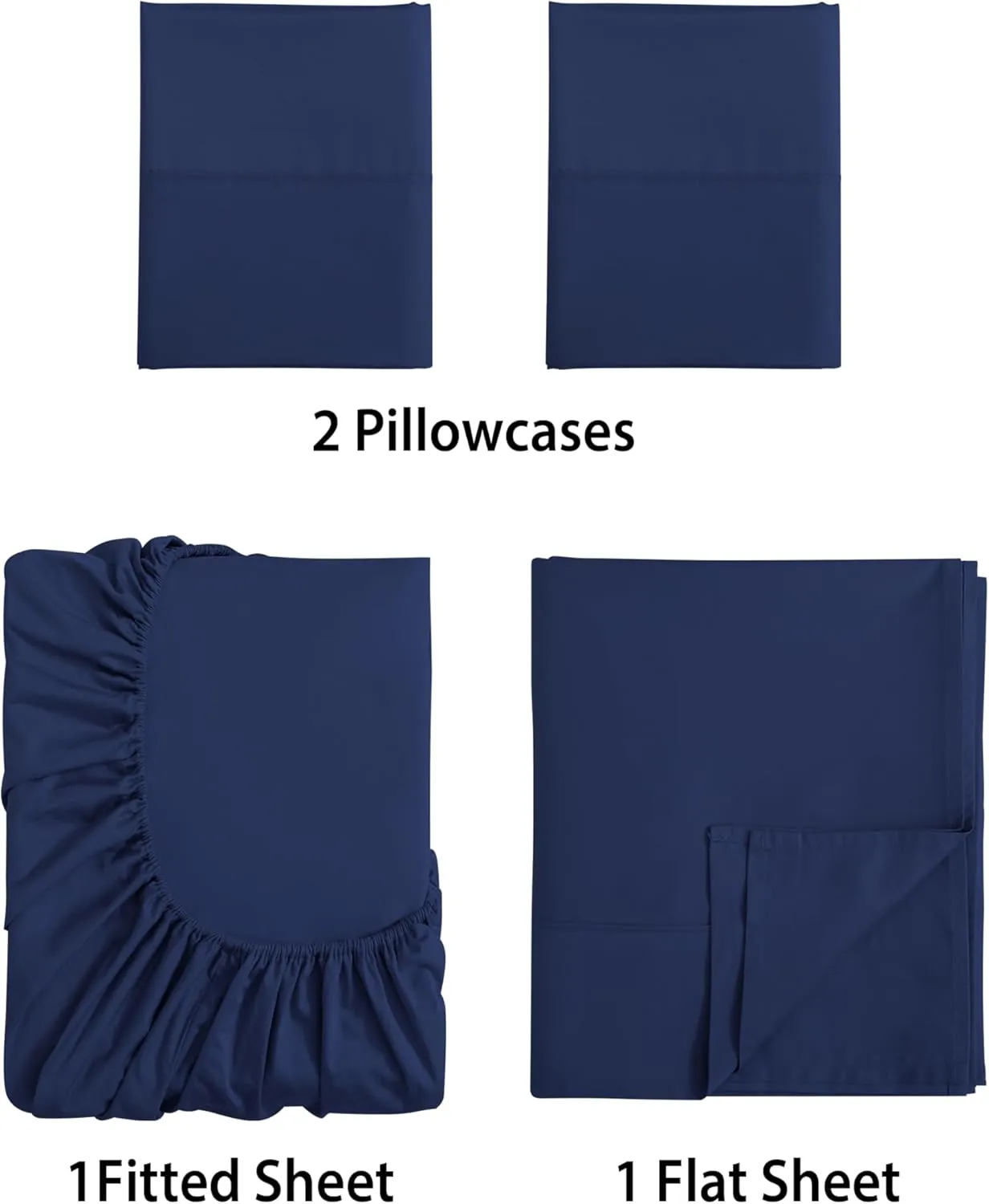 Zaizaihome 100% Cotton Bed Sheet Set 600 Thread Count, Lustrous & Smooth Sateen Weave 4 Piece Cotton Sheets, Durable Deep Pocket Sheet Set (Navy Blue Queen)