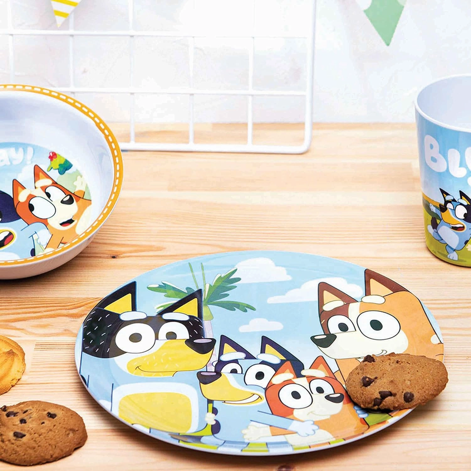 Zak Designs 5-Piece Dinnerware Set, Bluey - Durable Plastic & Stainless Steel - Includes Tumbler, 8-Inch Plate, 6-Inch Bowl, Fork & Spoon - Suitable for Kids Ages 3 