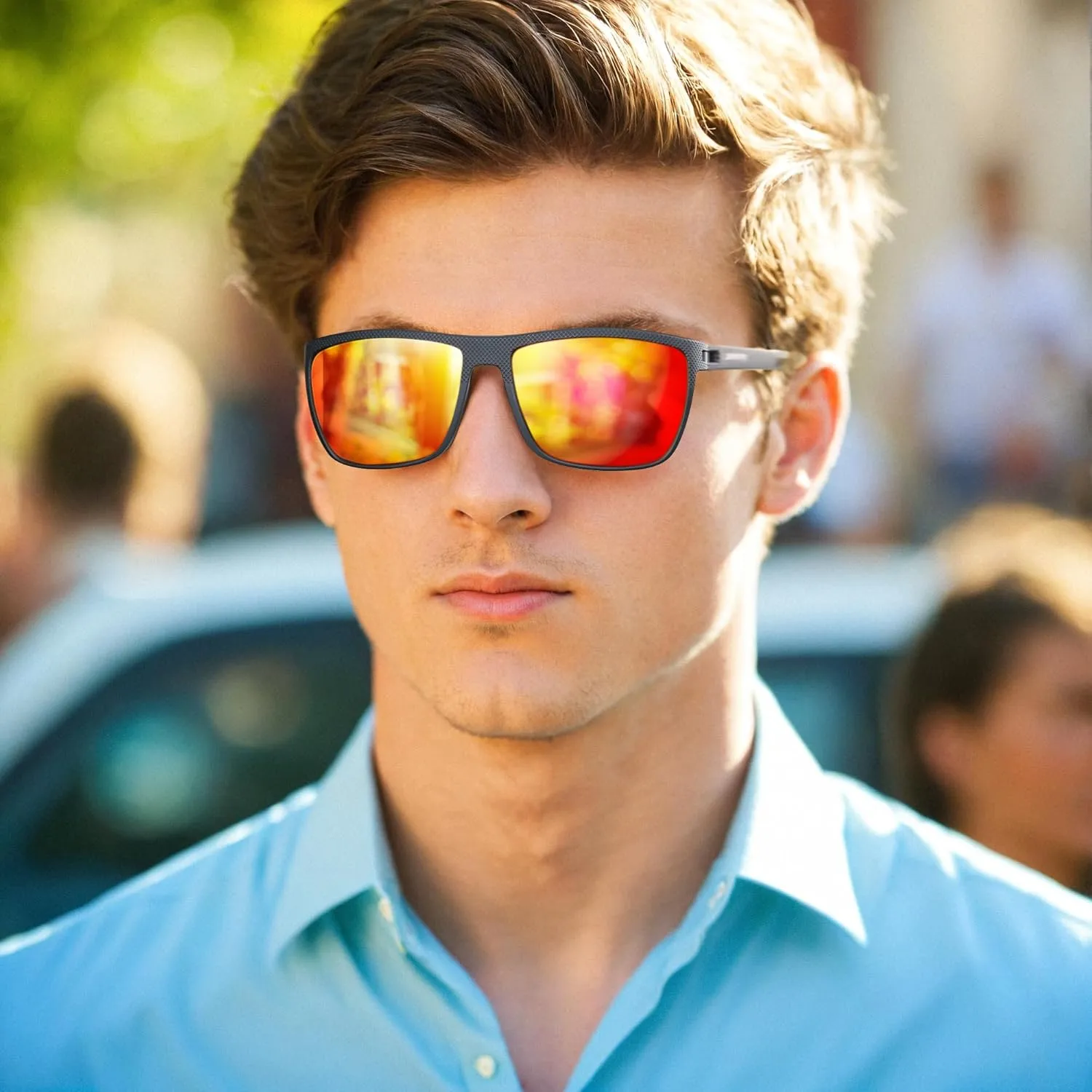 ZENOTTIC Polarized Sunglasses for Men Lightweight TR90 Frame UV400 Protection Square Sun Glasses