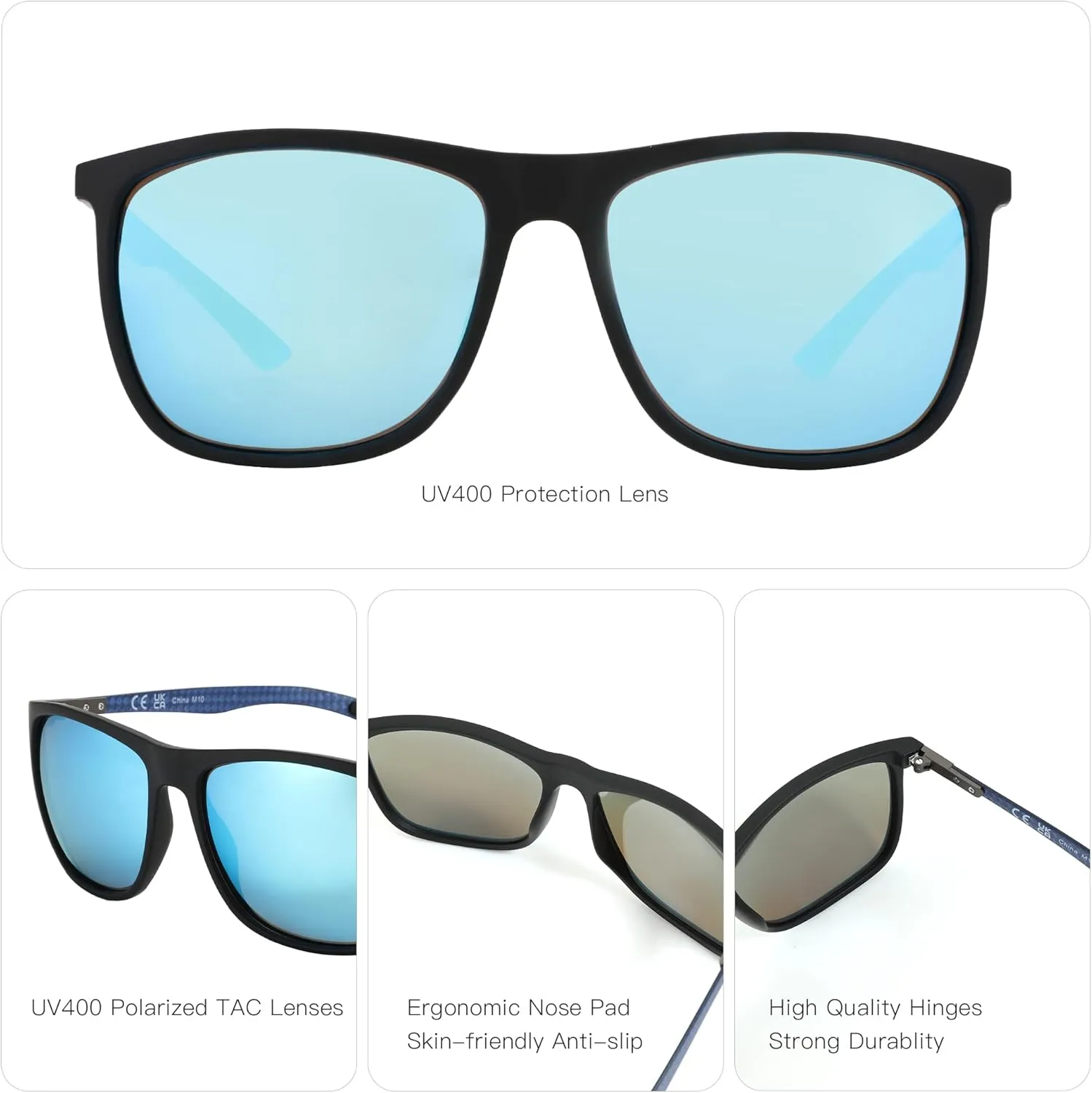 ZENOTTIC Square Polarized Sunglasses for Men Ultralight Carbon Fiber Sun Glasses Driving Fishing Golf Sports UV400 Protection