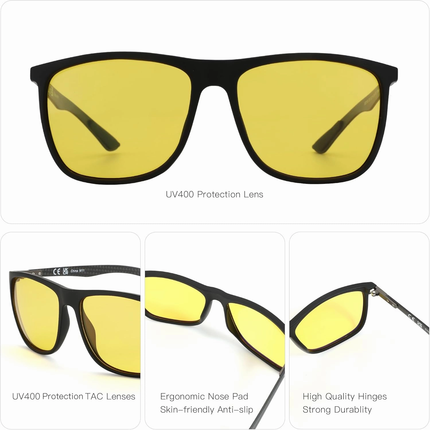 ZENOTTIC Square Polarized Sunglasses for Men Ultralight Carbon Fiber Sun Glasses Driving Fishing Golf Sports UV400 Protection
