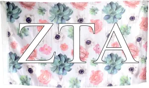 Zeta Tau Alpha - Sorority Letter Flag (Succulent Design)