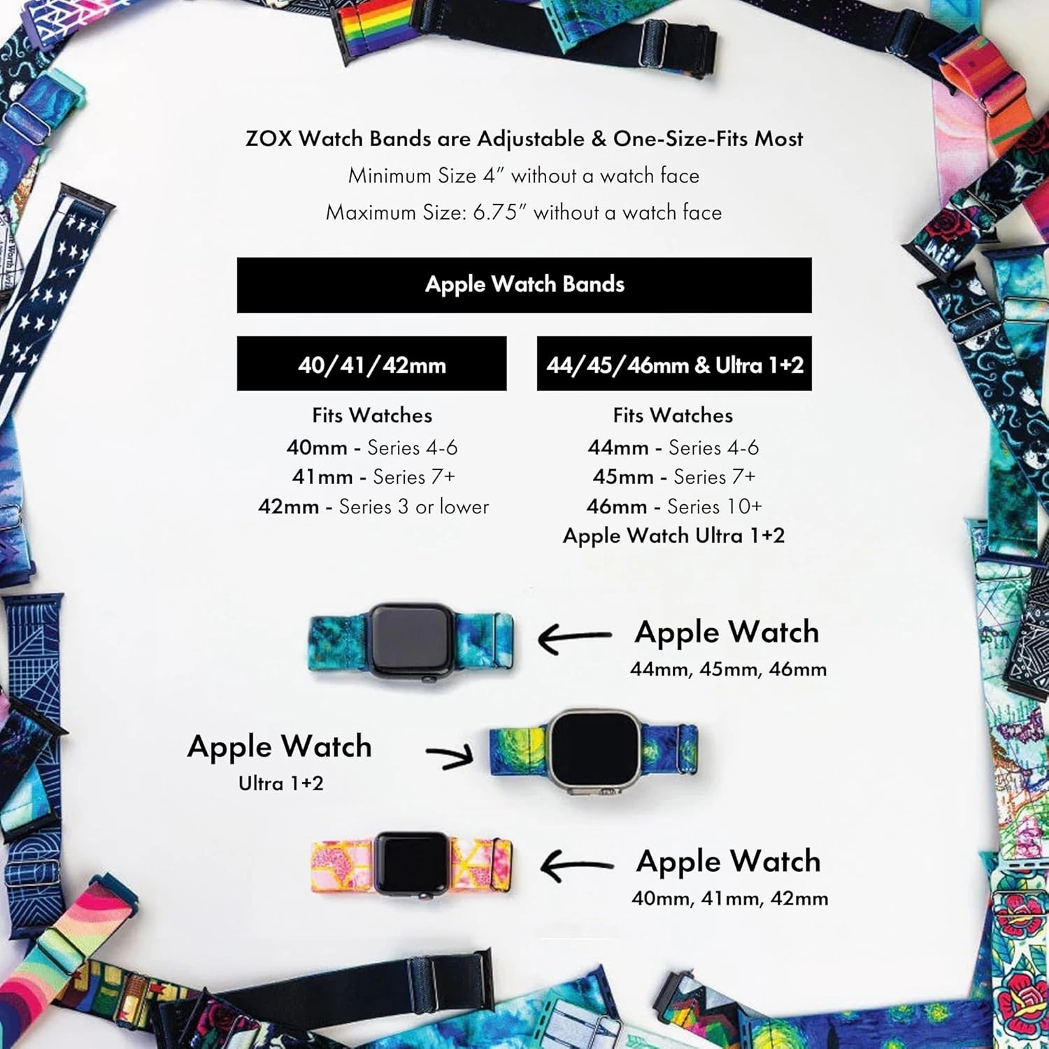 ZOX Apple Watch Band – Elastic Band with Motivational Affirmations and Beautiful Artwork – Gifts for Men, Women & Kids