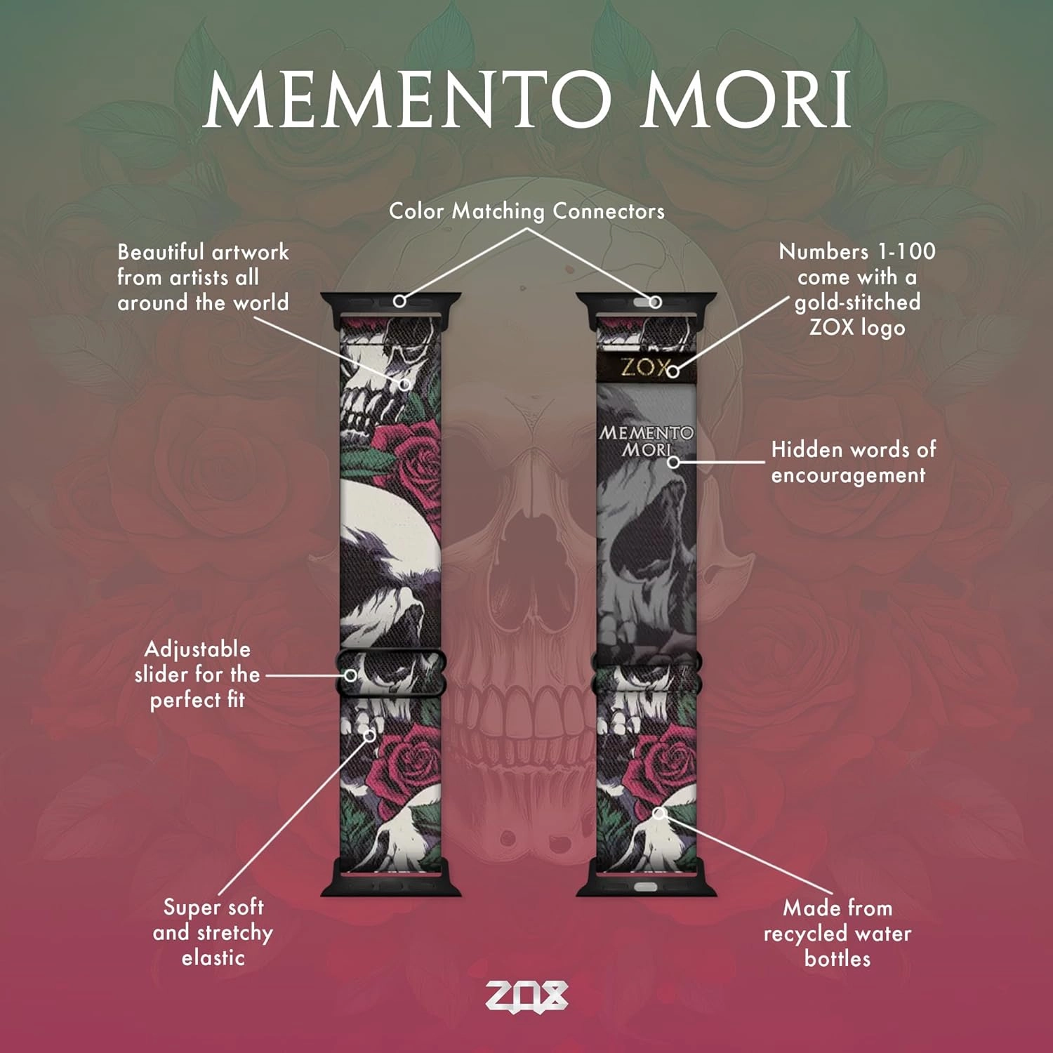 ZOX Apple Watch Band – Elastic Band with Motivational Affirmations and Beautiful Artwork – Gifts for Men, Women & Kids